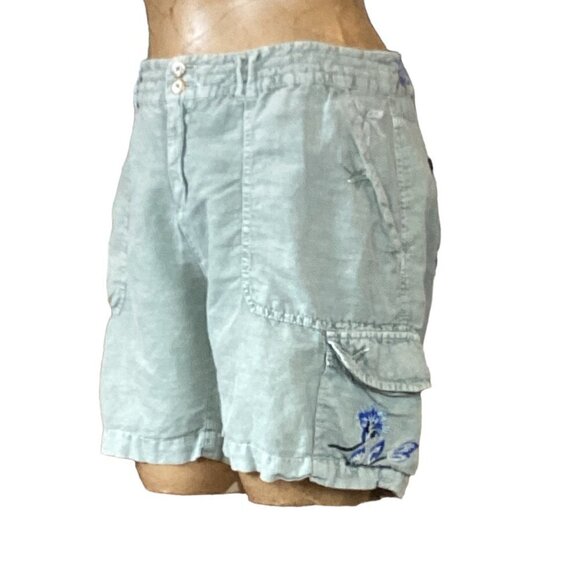 Sundance Kennebunk Linen-Cotton Embroidered Cargo Shorts Sz 10 Green #272D - Picture 6 of 16